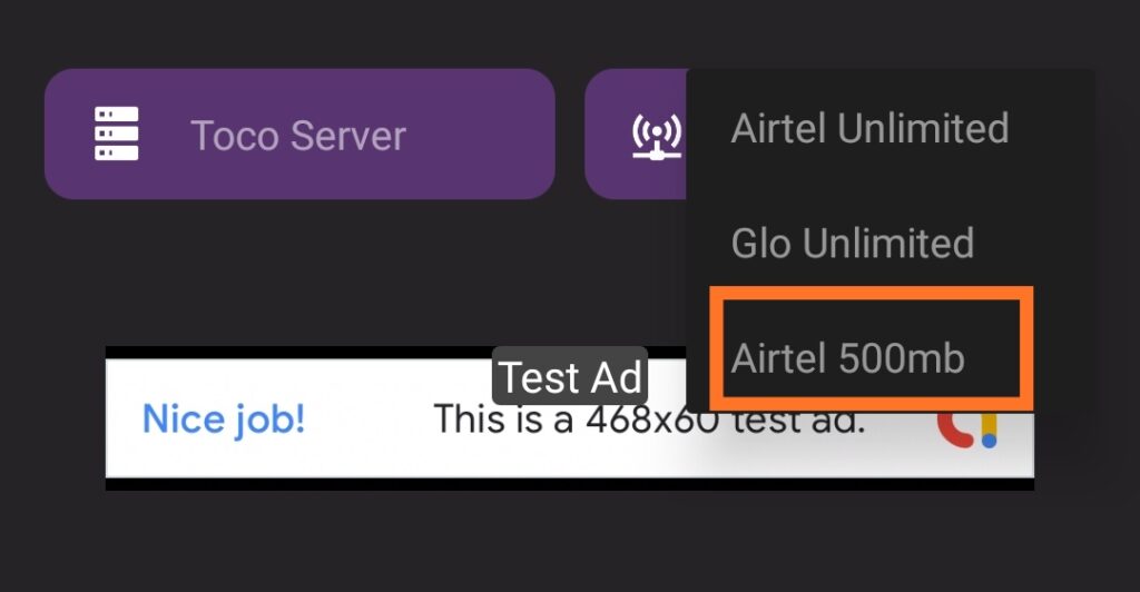 Airtel 500MB on toco v2Ray VPN 