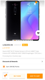 Price of Xiaomi MI 9T PRO on banggood