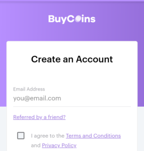 buycoins Africa registration