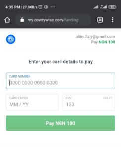 Cowrywise card details 