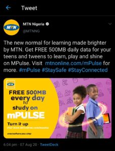 Mtn mpulse 500MB data conversation on twitter 