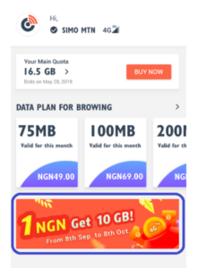 simo 10GB data for N1