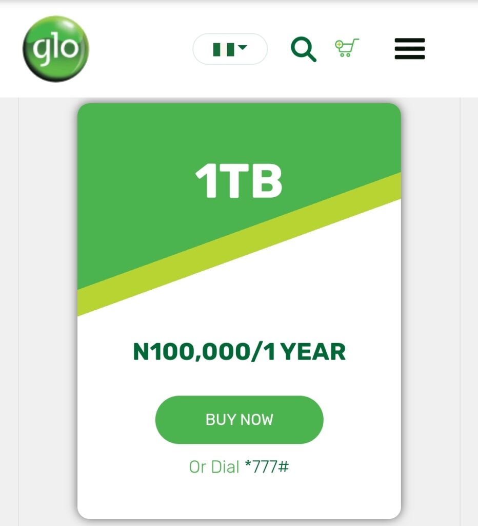 Glo 1TB Super mega data plan