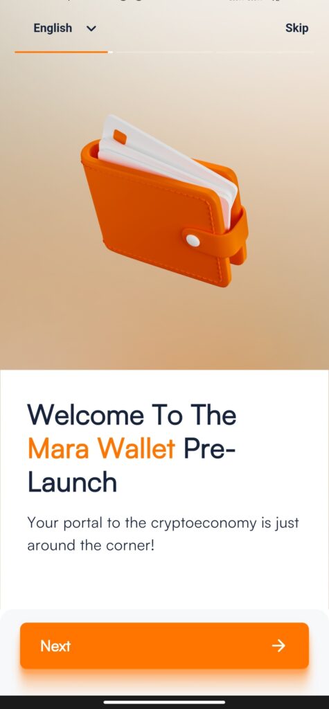 mara wallet welcome message