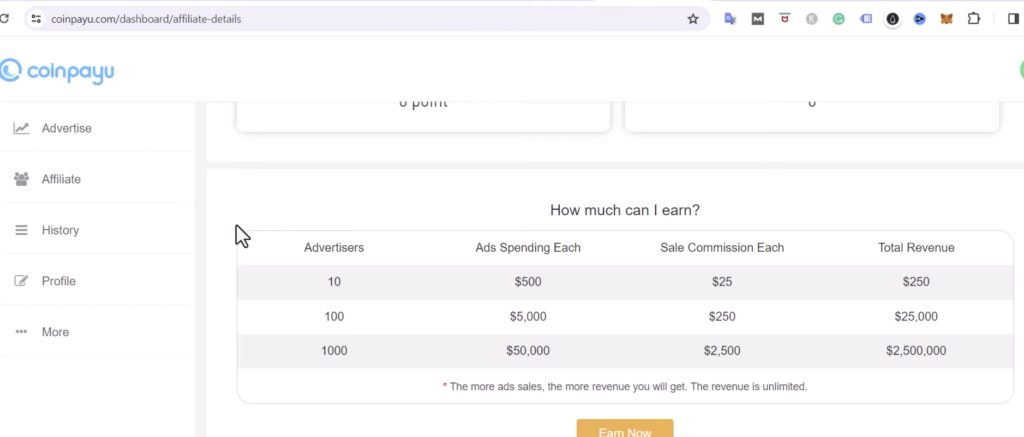 Earn Upto $2.5 Million Through Affiliate On Coinpayu 